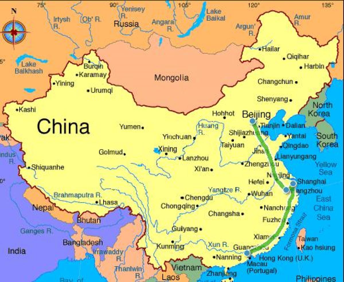 Žemyninė kinija žemėlapyje