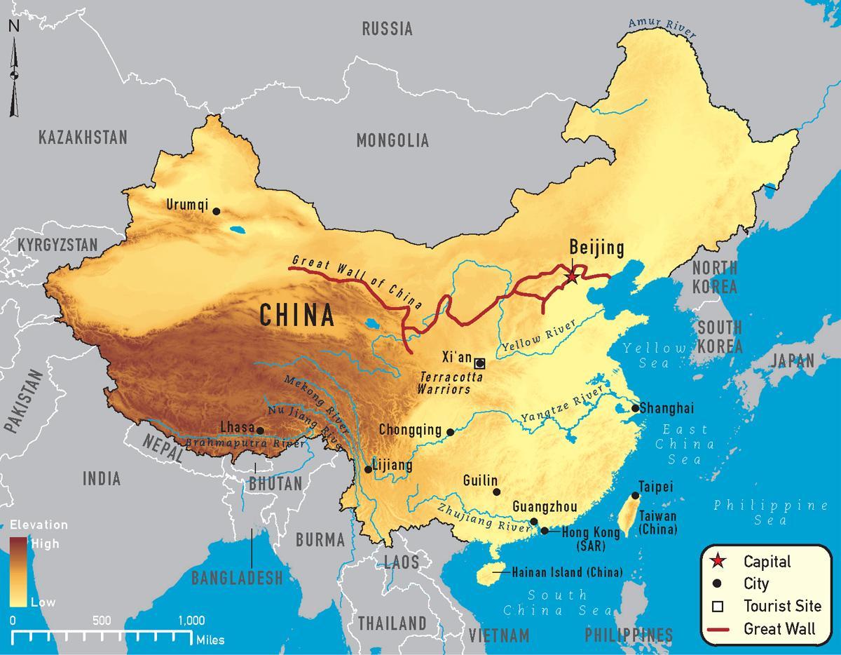 žemėlapis Kinija