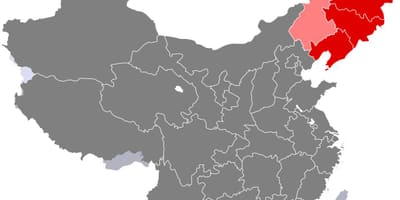 Šiaurės rytų Kinija žemėlapyje