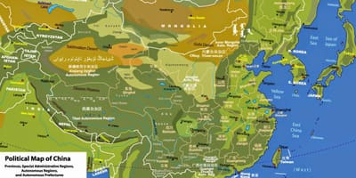 Fizinės geografijos žemėlapį Kinija