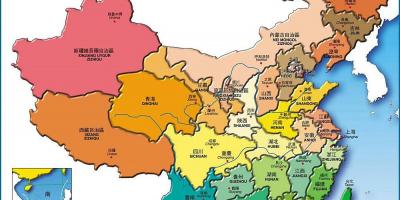 Žemėlapis Kinijos provincijose