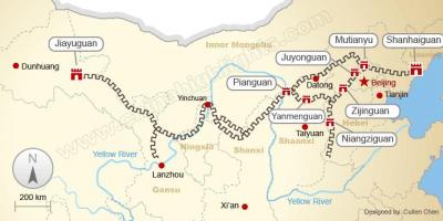 Didžioji kinų siena žemėlapyje